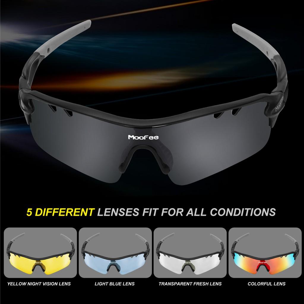 Sports Sunglasses for Men Womens Cycling Glasses with 5 Interchangeable Lenes for Running Fishing Baseball Golf MF201