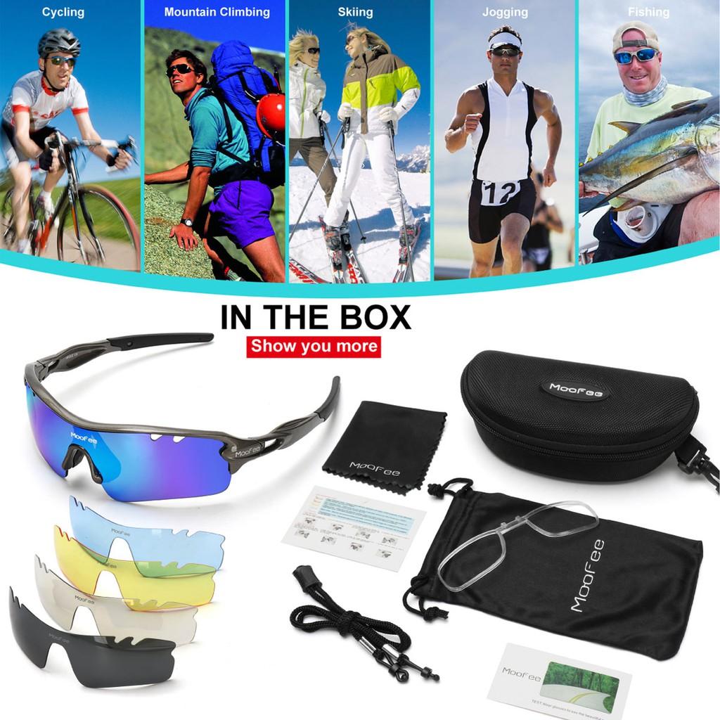 Sports Sunglasses for Men Womens Cycling Glasses with 5 Interchangeable Lenes for Running Fishing Baseball Golf MF201