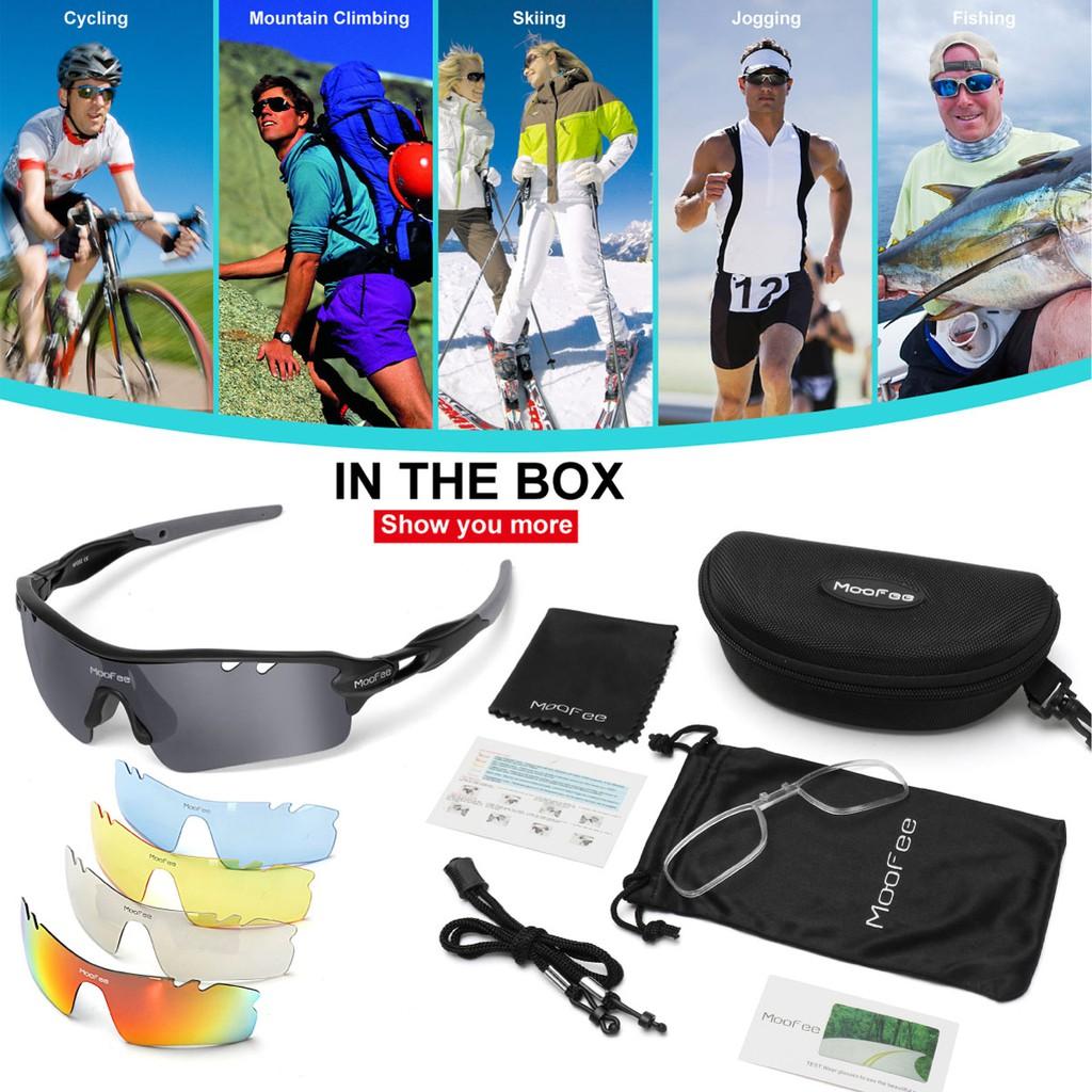 Sports Sunglasses for Men Womens Cycling Glasses with 5 Interchangeable Lenes for Running Fishing Baseball Golf MF201