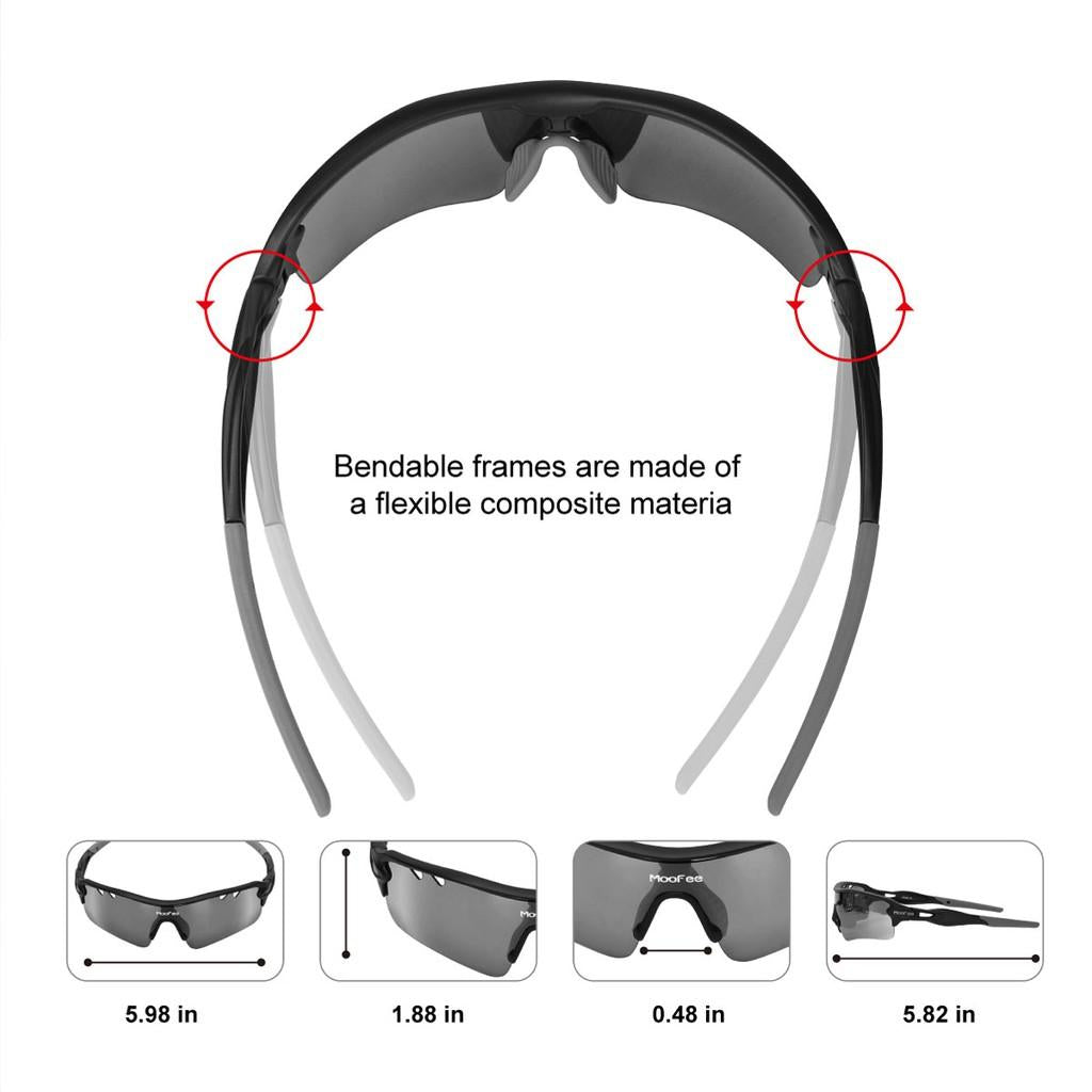 Sports Sunglasses for Men Womens Cycling Glasses with 5 Interchangeable Lenes for Running Fishing Baseball Golf MF201