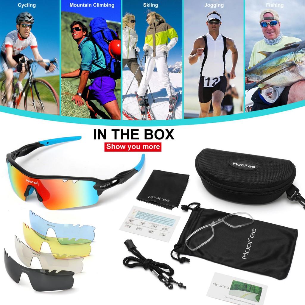 Sports Sunglasses for Men Womens Cycling Glasses with 5 Interchangeable Lenes for Running Fishing Baseball Golf MF201